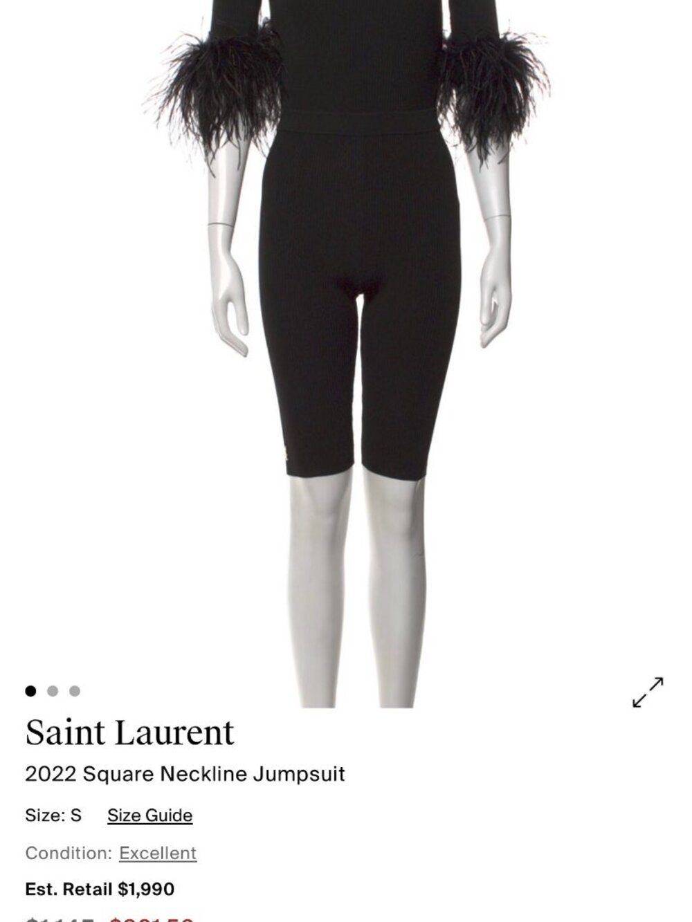 Saint Laurent Cashmere Jumpsuit with Ostrich Feathers  Size-Small - Picture 4 of 7